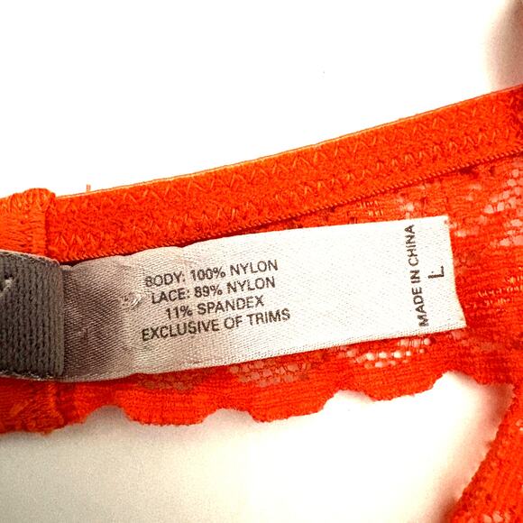 VICTORIA'S SECRET Orange Lace Y2K Triangle Bra VTG Sexy Little Things Bralette L - Picture 7 of 8